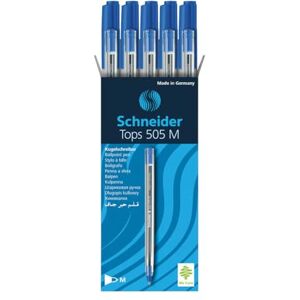 Schneider Kugelschreiber Tops 505, mittlere Spitze, Blau, Box 10 Schneider Kugelschreiber Tops 505, mittlere Spitze, Blau, Box 10