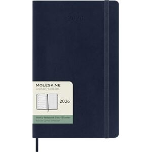 Moleskine Wochenplaner, Wochenagenda 2026 12 Monate mit Platz für Notizen, mit weichem Einband und Gummibandverschluss, Großformat 13x21, Farbe Blau Moleskine Wochenplaner, Wochenagenda 2026 12 Monate mit Platz für Notizen, mit weichem Einband und Gummibandverschluss, Großformat 13x21, Farbe Blau