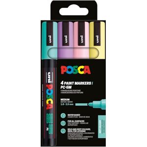 POSCA 182546 Marker Set, 4 Acrylstifte Pastell PC-5M, Permanent Marker 1,8 2,5 mm Rundspitze POSCA 182546 Marker Set, 4 Acrylstifte Pastell PC-5M, Permanent Marker 1,8 2,5 mm Rundspitze