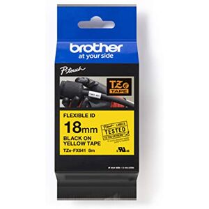 Brother Original P-touch Flexi-Schriftband TZE-FX641 18 mm, schwarz auf gelb (u.a. für P-touch PT-H100LB/R, H105, E100/VP, D200/BW/VP, D210/VP) zur Kabel- und Rohrbeschriftung, laminiert Brother Original P-touch Flexi-Schriftband TZE-FX641 18 mm, schwarz auf gelb (u.a. für P-touch PT-H100LB/R, H105, E100/VP, D200/BW/VP, D210/VP) zur Kabel- und Rohrbeschriftung, laminiert