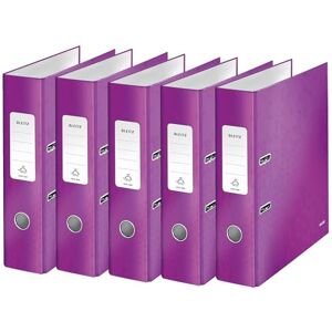 Leitz Qualitäts-Ordner 180°, 5er Pack, A4, 8 cm Rückenbreite, laminierte Graupappe, Violett, WOW Serie, Design kann variieren, 10054062 Leitz Qualitäts-Ordner 180°, 5er Pack, A4, 8 cm Rückenbreite, laminierte Graupappe, Violett, WOW Serie, Design kann variieren, 10054062