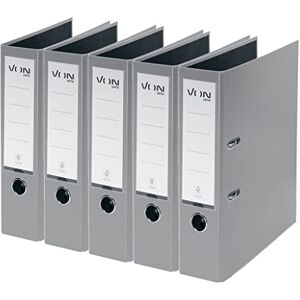 Leitz VON 5er Pack Ordner A4, Karton mit Kunststoffeinband, 80 mm Rückenbreite, Für 600 Blatt, FSC-zertifizierter Karton, Für Schule, Studium & Haushalt, Grau, 10551085 Leitz VON 5er Pack Ordner A4, Karton mit Kunststoffeinband, 80 mm Rückenbreite, Für 600 Blatt, FSC-zertifizierter Karton, Für Schule, Studium & Haushalt, Grau, 10551085