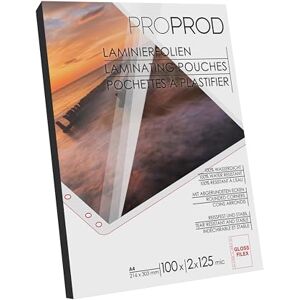 ProProd Laminierfolien A4 / 11 vorgestanzte Ordner Löcher / A4 2x125 Mikron 100 Stück Glänzend ProProd Laminierfolien A4 / 11 vorgestanzte Ordner Löcher / A4 2x125 Mikron 100 Stück Glänzend