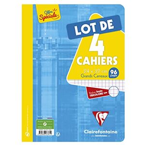 Clairefontaine 643361C Packung mit 4 Schulheften / Heft DIN A4+ 24x32 cm, 48 Blatt französische Lineatur 90g, geheftet, farbig sortiert, 1 Pack Clairefontaine 643361C Packung mit 4 Schulheften / Heft DIN A4+ 24x32 cm, 48 Blatt französische Lineatur 90g, geheftet, farbig sortiert, 1 Pack