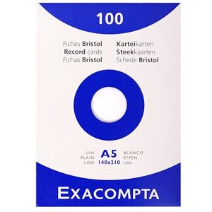 Exacompta 13308E Karteikarten, ungelocht, ungelocht, 148 x 210 mm, für Tintenstrahldrucker, Laserdrucker und Kopierer, Weiß, 10 Packungen à 100 Stück Exacompta 13308E Karteikarten, ungelocht, ungelocht, 148 x 210 mm, für Tintenstrahldrucker, Laserdrucker und Kopierer, Weiß, 10 Packungen à 100 Stück