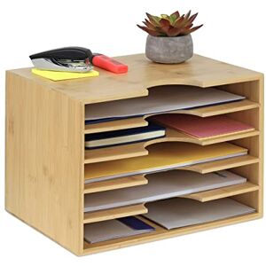 Relaxdays Briefablage Bambus, Büro Organizer für A4 Papier, 5 Fächer, Dokumentenablage HBT: 23,5 x 32,5 x 24 cm, Natur Relaxdays Briefablage Bambus, Büro Organizer für A4 Papier, 5 Fächer, Dokumentenablage HBT: 23,5 x 32,5 x 24 cm, Natur