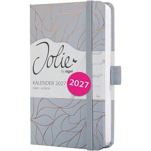 Sigel 7J364 Wochenkalender 2027 ca. A6, hellgrau/gold, Hardcover, Gummiband, Stiftschlaufe, Einstecktasche, 174 Seiten, vegan, aus nachhaltigem Papier, Terminplaner Taschenkalender Jolie Sigel 7J364 Wochenkalender 2027 ca. A6, hellgrau/gold, Hardcover, Gummiband, Stiftschlaufe, Einstecktasche, 174 Seiten, vegan, aus nachhaltigem Papier, Terminplaner Taschenkalender Jolie