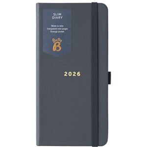 Busy B 2026 Slim Wochenplaner mit Kohlgrau Kunstledereinband Kompaktes Taschenkalender-Design, Wochenübersicht, Notizseiten und Steckfach Handtaschengroßes Tagebuch für mehr Organisation Busy B 2026 Slim Wochenplaner mit Kohlgrau Kunstledereinband Kompaktes Taschenkalender-Design, Wochenübersicht, Notizseiten und Steckfach Handtaschengroßes Tagebuch für mehr Organisation
