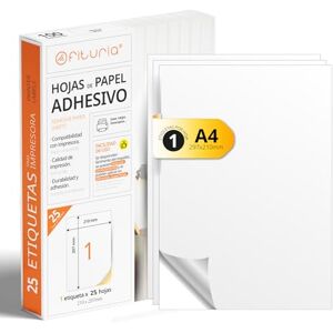 OFITURIA A4-Bögen mit weißen selbstklebenden Etiketten, Erstellen Sie Ihre eigenen individuellen, Sicherer selbstklebender A4-Papier, Selbstklebendes Etikett zum Bedrucken (1 pro Blatt, 25 Bögen) OFITURIA A4-Bögen mit weißen selbstklebenden Etiketten, Erstellen Sie Ihre eigenen individuellen, Sicherer selbstklebender A4-Papier, Selbstklebendes Etikett zum Bedrucken (1 pro Blatt, 25 Bögen)