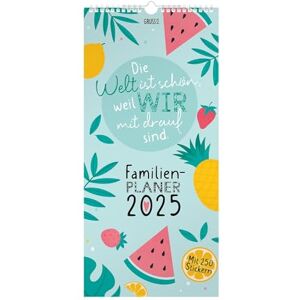 GRUSS & CO Familienplaner 2025: Die Welt ist schön, weil wir mit drauf sind.. Wandkalender mit zwölf Monatsseiten mit 5 Spalten zum Planen, Spiralbindung, inklusive Stickerbogen mit 250 Aufklebern. GRUSS & CO Familienplaner 2025: Die Welt ist schön, weil wir mit drauf sind.. Wandkalender mit zwölf Monatsseiten mit 5 Spalten zum Planen, Spiralbindung, inklusive Stickerbogen mit 250 Aufklebern.