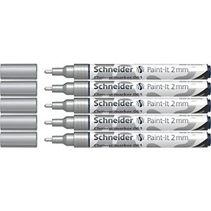 Schneider 061 Chrommarker 2,0 mm (hochpigmenierte Tinte mit Spielgeleffekt, für viele Untergründe geeignet) 5 Stück chrom Schneider 061 Chrommarker 2,0 mm (hochpigmenierte Tinte mit Spielgeleffekt, für viele Untergründe geeignet) 5 Stück chrom
