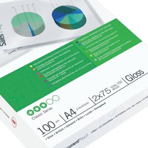GBC Laminierfolien A4 75 mic, Robuste Laminiertaschen im 25er Pack, Glänzend, Transparent, Ideal für Büro & Schule, 3740489 GBC Laminierfolien A4 75 mic, Robuste Laminiertaschen im 25er Pack, Glänzend, Transparent, Ideal für Büro & Schule, 3740489