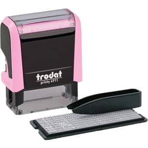 Trodat Printy 4911 Stempelset in Pastell Rosa zum Selbersetzen 3 Textzeilen, Abdruck 38x14 mm, Deutsch, inkl. Pinzette, Stempelkissen schwarz & Buchstaben- und Zahlenset in einer Größe Trodat Printy 4911 Stempelset in Pastell Rosa zum Selbersetzen 3 Textzeilen, Abdruck 38x14 mm, Deutsch, inkl. Pinzette, Stempelkissen schwarz & Buchstaben- und Zahlenset in einer Größe