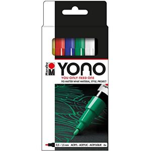 Marabu 1240000003999 YONO Marker Set mit 6 Farben, vielseitige Acrylstifte mit feiner, japanischer Rundspitze 0,5 1,5 mm, wasserbasiert, lichtecht und wasserfest, für nahezu alle Untergründe Marabu 1240000003999 YONO Marker Set mit 6 Farben, vielseitige Acrylstifte mit feiner, japanischer Rundspitze 0,5 1,5 mm, wasserbasiert, lichtecht und wasserfest, für nahezu alle Untergründe