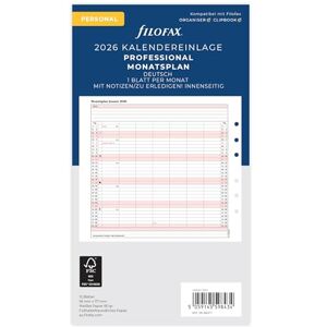 Filofax Kalender Personal Prof.Monatspl. (deutsch)2026 Filofax Kalender Personal Prof.Monatspl. (deutsch)2026