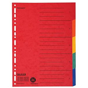 FALKEN 20er Pack Karton-Register überbreit für DIN A4+ 24 x 30 cm volle Höhe mit Organisationsdruck 5-teilig vollfarbig zur Ablage von Prospekt- und Klarsichthüllen FALKEN 20er Pack Karton-Register überbreit für DIN A4+ 24 x 30 cm volle Höhe mit Organisationsdruck 5-teilig vollfarbig zur Ablage von Prospekt- und Klarsichthüllen