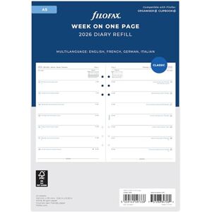 Filofax Kalender A5 1 Woche auf einer Seite (mehrsprachig)2026 Filofax Kalender A5 1 Woche auf einer Seite (mehrsprachig)2026
