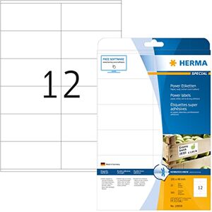 Herma 10908 Power Etiketten, 25 Blatt, 105 x 48 mm, 12 pro A4 Bogen, 300 Stück, selbstklebend, bedruckbar, extrem stark haftend, blanko Papier Klebeetiketten Aufkleber, weiß Herma 10908 Power Etiketten, 25 Blatt, 105 x 48 mm, 12 pro A4 Bogen, 300 Stück, selbstklebend, bedruckbar, extrem stark haftend, blanko Papier Klebeetiketten Aufkleber, weiß