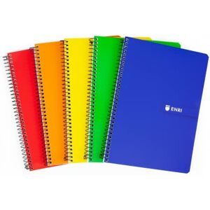 Enri , Notizbücher A4, kariert 4 x 4, weicher Deckel, 80 Blatt, 5er-Packung, verschiedene Farben Enri , Notizbücher A4, kariert 4 x 4, weicher Deckel, 80 Blatt, 5er-Packung, verschiedene Farben