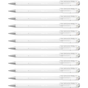 Pentel Hybrid Milky K108-PW Gel-Tintenroller, Weiß, Strahlend auf Hellen und farbigen Papieren, Strichstärke 0, 4 mm, 12 Stück Pentel Hybrid Milky K108-PW Gel-Tintenroller, Weiß, Strahlend auf Hellen und farbigen Papieren, Strichstärke 0, 4 mm, 12 Stück