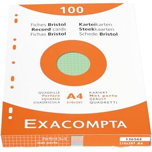 Exacompta 13656E Karteikarten (205q/qm Karton, holzfrei, DIN A4, kariert, gelocht) 100er Pack gemischte Farben Exacompta 13656E Karteikarten (205q/qm Karton, holzfrei, DIN A4, kariert, gelocht) 100er Pack gemischte Farben