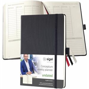 Sigel CO701 Undatierter Wochenplaner, ca. A5, schwarz, Hardcover, für 1 Jahr, inkl. Erfolgsjournal, englisch, aus nachhaltigem Papier, Conceptum, undated Planner Sigel CO701 Undatierter Wochenplaner, ca. A5, schwarz, Hardcover, für 1 Jahr, inkl. Erfolgsjournal, englisch, aus nachhaltigem Papier, Conceptum, undated Planner