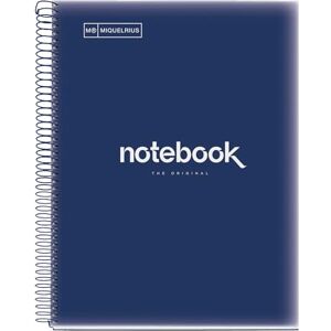 Miquelrius Notizbuch A4 Notebook, 1 Farbiger Streifen, 80 Blatt mit Raster 5 x 5 mm, Papier 90 g/m² Mikroperforiert mit 4 Bohrungen für 4 Ringe, Bezug aus Polypropylen, Farbe Marineblau Miquelrius Notizbuch A4 Notebook, 1 Farbiger Streifen, 80 Blatt mit Raster 5 x 5 mm, Papier 90 g/m² Mikroperforiert mit 4 Bohrungen für 4 Ringe, Bezug aus Polypropylen, Farbe Marineblau
