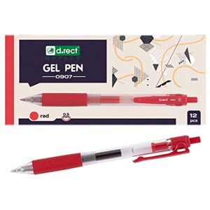 D.RECT 0907 12 Stück Gelschreiber Druckgelschreiber Gelstifte feine Spitze Gummierte Grip Rot D.RECT 0907 12 Stück Gelschreiber Druckgelschreiber Gelstifte feine Spitze Gummierte Grip Rot
