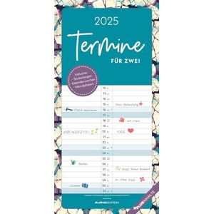 Alpha Termine für 2 Colour 2025 Familienplaner, 22x45cm, Familienkalender mit 2 Spalten für Termine, Stickerbogen, 100-jährigem Kalender, Ferientermine DE/AT/CH und deutsches Kalendarium Alpha Termine für 2 Colour 2025 Familienplaner, 22x45cm, Familienkalender mit 2 Spalten für Termine, Stickerbogen, 100-jährigem Kalender, Ferientermine DE/AT/CH und deutsches Kalendarium