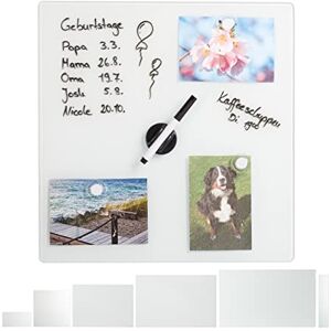 Relaxdays Magnettafel Glas, 40x40 cm, 3 Magneten, Marker, Stiftehalter, Büro & Küche, Sicherheitsglas Magnetboard, weiß Relaxdays Magnettafel Glas, 40x40 cm, 3 Magneten, Marker, Stiftehalter, Büro & Küche, Sicherheitsglas Magnetboard, weiß