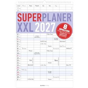Alpha Superplaner XXL 8 Spalten 2027: Familienkalender 34x49,5 cm mit 8 Spalten, Schulferien, Feiertagen & Notizfeld, ideal für Familienorganisation Alpha Superplaner XXL 8 Spalten 2027: Familienkalender 34x49,5 cm mit 8 Spalten, Schulferien, Feiertagen & Notizfeld, ideal für Familienorganisation