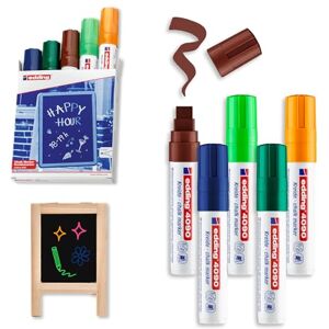 edding 4090 Kreidemarker bunte Farben 5 Stifte Keilspitze 4-15 mm breiter Kreidestift für Tafel abwischbar zum Beschriften von Fenster, Glas, Spiegel Tafelstift mit deckenden Farben edding 4090 Kreidemarker bunte Farben 5 Stifte Keilspitze 4-15 mm breiter Kreidestift für Tafel abwischbar zum Beschriften von Fenster, Glas, Spiegel Tafelstift mit deckenden Farben