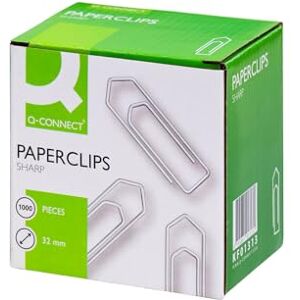 Q-Connect 32 mm Reißfeste Büroklammern (1000 Stück, Grau, Metall) Q-Connect 32 mm Reißfeste Büroklammern (1000 Stück, Grau, Metall)