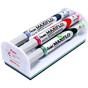 Pentel MWLS5-4N Maxiflo Whiteboard Marker Set mit Schwamm und magnetischer Halterung, sortiert Pentel MWLS5-4N Maxiflo Whiteboard Marker Set mit Schwamm und magnetischer Halterung, sortiert