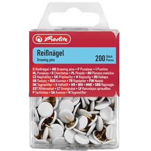 Herlitz 8770158 weiße Reißnägel, rund, kunststoffummanteltes Metall, 200 Stück in Hängebox, 5 Boxen Herlitz 8770158 weiße Reißnägel, rund, kunststoffummanteltes Metall, 200 Stück in Hängebox, 5 Boxen