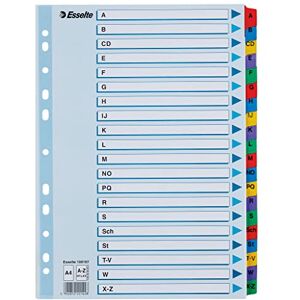Leitz Esselte Register für A4, Deckblatt und 20 Trennblätter, Taben mit alphabetischem Aufdruck A-Z, Lochrand und Taben folienverstärkt (Mylar), Blau, Karton, 100167 Leitz Esselte Register für A4, Deckblatt und 20 Trennblätter, Taben mit alphabetischem Aufdruck A-Z, Lochrand und Taben folienverstärkt (Mylar), Blau, Karton, 100167