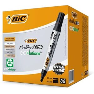 BIC Marking 2300 Permanent Marker, in Schwarz, Wasserfester Stift auch für Karton, Glas und Kunststoff, mit Keilspitze (Ecolutions), 36er Pack BIC Marking 2300 Permanent Marker, in Schwarz, Wasserfester Stift auch für Karton, Glas und Kunststoff, mit Keilspitze (Ecolutions), 36er Pack