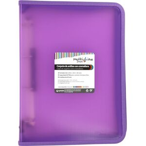 Grafoplás Ringbuch mit Reißverschluss A4+ Lavendel Multiline 4 gemischte Ringe 25 mm vertikal gestreifter Polypropylen-Einband extra Kapazität für Papierblätter im Folioformat Grafoplás Ringbuch mit Reißverschluss A4+ Lavendel Multiline 4 gemischte Ringe 25 mm vertikal gestreifter Polypropylen-Einband extra Kapazität für Papierblätter im Folioformat