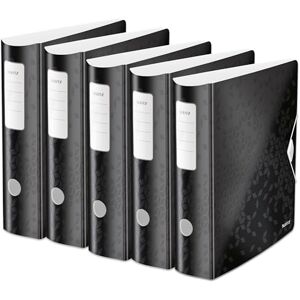 Leitz Qualitäts-Ordner 180° Active WOW, 5er Pack, A4, Breit, Abgerundeter Rücken, 8,2 cm breit, Gummibandverschluss, Leichtes Polyfoam, Plastik-Ordner, WOW Serie, Schwarz, 11060095 Leitz Qualitäts-Ordner 180° Active WOW, 5er Pack, A4, Breit, Abgerundeter Rücken, 8,2 cm breit, Gummibandverschluss, Leichtes Polyfoam, Plastik-Ordner, WOW Serie, Schwarz, 11060095