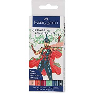 Faber-Castell 267196 Tuschestift Pitt Artist Pen Comic Colouring Set, verschiedenen Farben, mit Pinselspitze, 6er Etui Faber-Castell 267196 Tuschestift Pitt Artist Pen Comic Colouring Set, verschiedenen Farben, mit Pinselspitze, 6er Etui