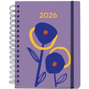 Miquelrius Wochenansicht Agenda 2026, Größe 160 x 218 mm, Wochenplanung, Doppelspirale, Einband aus laminiertem Karton, 100 g/m² Papier, 6 Sprachen, Sticker, Margeriten-Kollektion, Blumen Miquelrius Wochenansicht Agenda 2026, Größe 160 x 218 mm, Wochenplanung, Doppelspirale, Einband aus laminiertem Karton, 100 g/m² Papier, 6 Sprachen, Sticker, Margeriten-Kollektion, Blumen