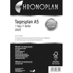 Avery Chronoplan 50225 Kalendereinlage 2025 (Tagesplan A5 (148x210mm), Ersatzkalendarium für Terminplaner, Tagesplaner, ideal für detaillierte Tagesplanung, 1 Tag auf 1 Seite, mit Universallochung) weiß Avery Chronoplan 50225 Kalendereinlage 2025 (Tagesplan A5 (148x210mm), Ersatzkalendarium für Terminplaner, Tagesplaner, ideal für detaillierte Tagesplanung, 1 Tag auf 1 Seite, mit Universallochung) weiß
