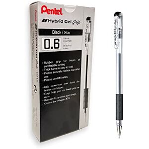 Pentel K116-A Hybrid Gel-Tintenroller, Kappenmodell, gummierte Griffzone, 12 Stück, Schwarz Pentel K116-A Hybrid Gel-Tintenroller, Kappenmodell, gummierte Griffzone, 12 Stück, Schwarz