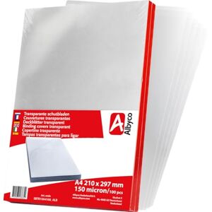Albyco Klarsicht Einbanddeckel, Deckblatt, PVC Deckblätter, Klarsichtfolie Transparent PVC, Format DIN A4, 210 x 297 mm, 0,15 mm/150 micron, Glänzend, pro 100 Stück Albyco Klarsicht Einbanddeckel, Deckblatt, PVC Deckblätter, Klarsichtfolie Transparent PVC, Format DIN A4, 210 x 297 mm, 0,15 mm/150 micron, Glänzend, pro 100 Stück