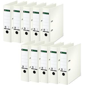 Leitz Qualitäts-Ordner 180°, 10er Pack, A4, 8 cm Rückenbreite, Spezialpapierkaschierung in Leinenprägung, Blauer Engel, Weiß, 10070001 Leitz Qualitäts-Ordner 180°, 10er Pack, A4, 8 cm Rückenbreite, Spezialpapierkaschierung in Leinenprägung, Blauer Engel, Weiß, 10070001
