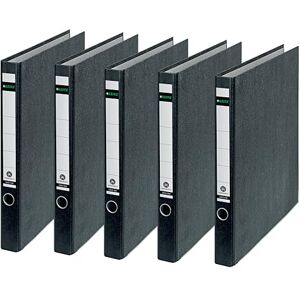 Leitz Standard-Ringordner ohne Schlitze, 5er Pack , Schwarz, 3,5 cm Rückenbreite, Einband mit Wolkenmarmor-Papier bezogen, 10400000 Leitz Standard-Ringordner ohne Schlitze, 5er Pack , Schwarz, 3,5 cm Rückenbreite, Einband mit Wolkenmarmor-Papier bezogen, 10400000