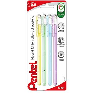 Pentel K108P Hybrid Milky Gelroller Pastellfarben 4 Stück (grün, lila, gelb, hellblau) Pentel K108P Hybrid Milky Gelroller Pastellfarben 4 Stück (grün, lila, gelb, hellblau)