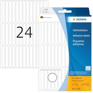 Herma 2530 Vielzweck-Etiketten, 1248 Stück, 6 x 50 mm, 39 pro Bogen, selbstklebend, Haushaltsetiketten zum Beschriften, matt, blanko Papier Klebeetiketten Aufkleber, weiß Herma 2530 Vielzweck-Etiketten, 1248 Stück, 6 x 50 mm, 39 pro Bogen, selbstklebend, Haushaltsetiketten zum Beschriften, matt, blanko Papier Klebeetiketten Aufkleber, weiß