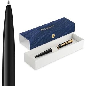 Waterman Impression Kugelschreiber Mittlere Spitze mit blauer Tintenmine Schwarzer Lack mit goldbeschichtetem Zierrat Geschenkbox Waterman Impression Kugelschreiber Mittlere Spitze mit blauer Tintenmine Schwarzer Lack mit goldbeschichtetem Zierrat Geschenkbox