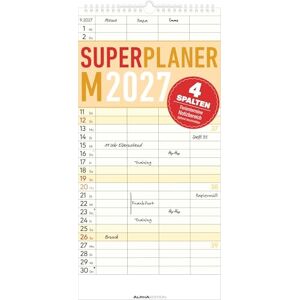 Alpha Superplaner M 4 Spalten 2027: Familienkalender 22x45 cm mit 4 Spalten, Schulferien, Feiertagen & Notizfeld, ideal für Familienorganisation Alpha Superplaner M 4 Spalten 2027: Familienkalender 22x45 cm mit 4 Spalten, Schulferien, Feiertagen & Notizfeld, ideal für Familienorganisation